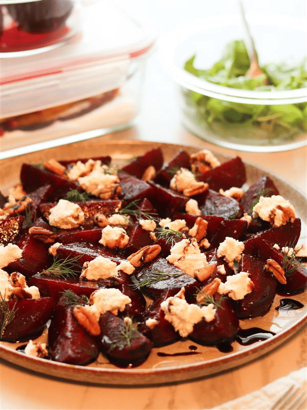 Sweet & Sticky Glazed Beets with Balsamic Reduction and Herbs